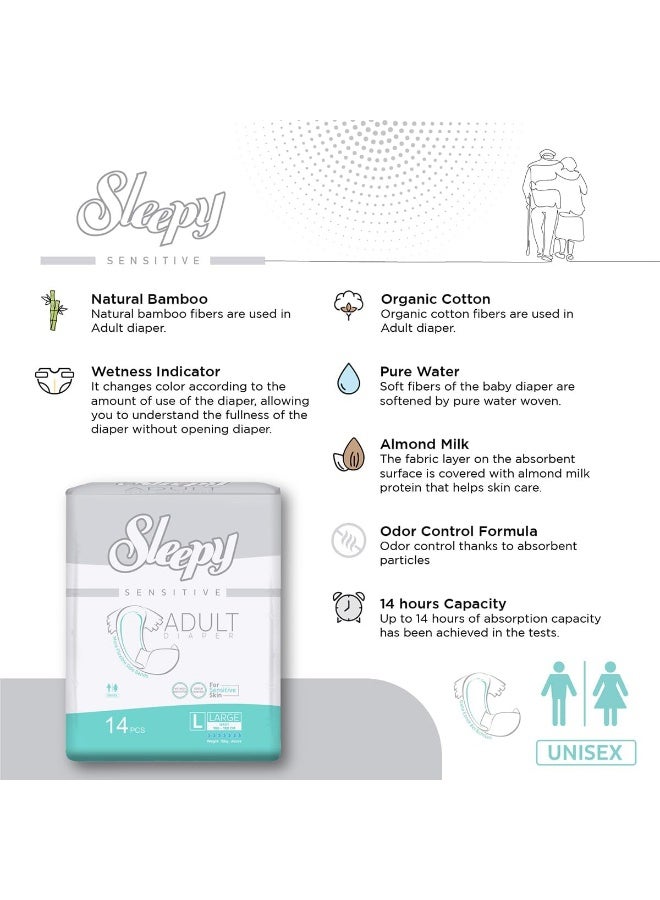 Sleepy Hypoallergenic 84 Adult Diapers | Size - L | Unisex Diapers for Sensitive Skin | Odour Control Diapers Wetness Indicator Comfortable & Adjustable | 100-150cm 6X14 - Image 4